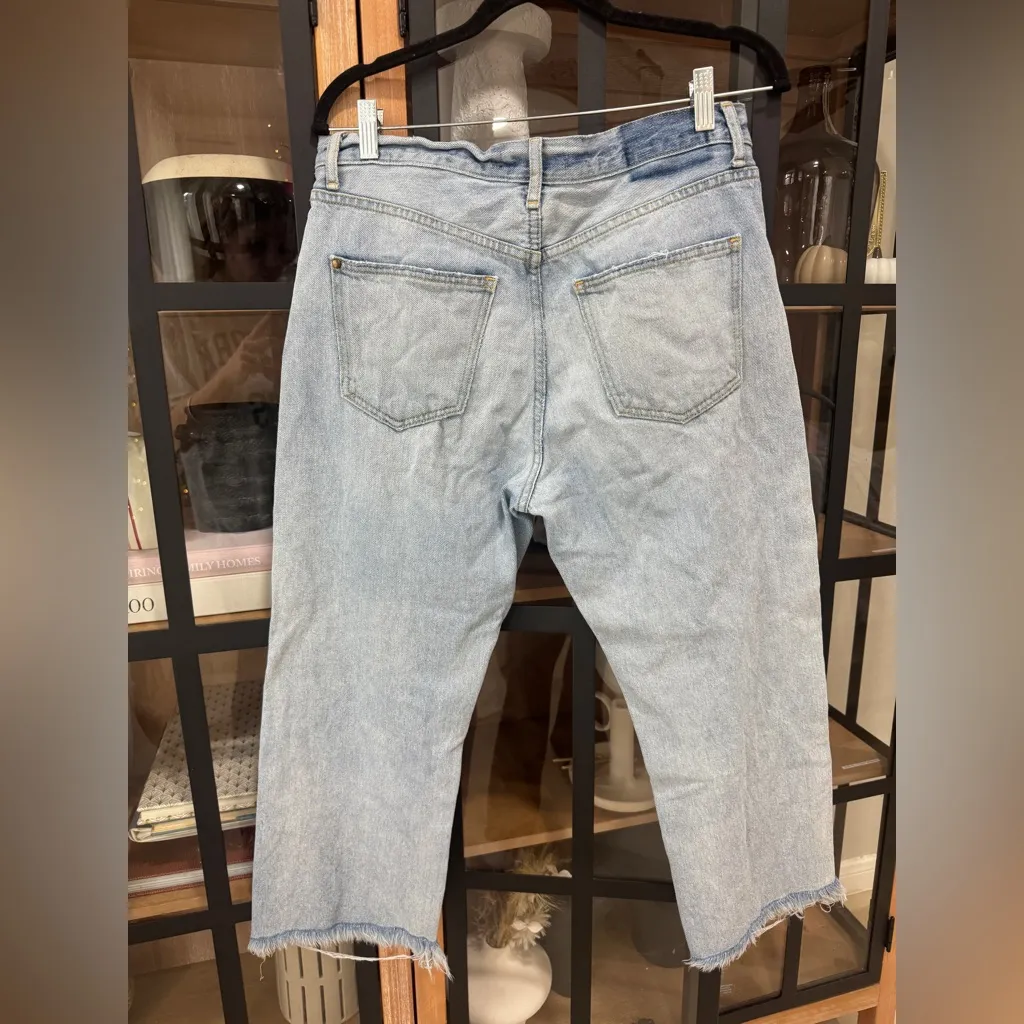 The Great. Wayne Jeans Kentucky Wash distressed frayed straight crop high rise Blue Size 28 - Image 3