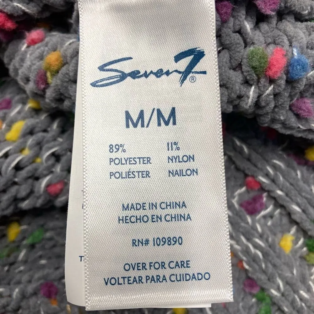 SEVEN 7 Chenille Gray  Popcorn Confetti Crewneck Knit Sweater‎ Size Medium - Image 3