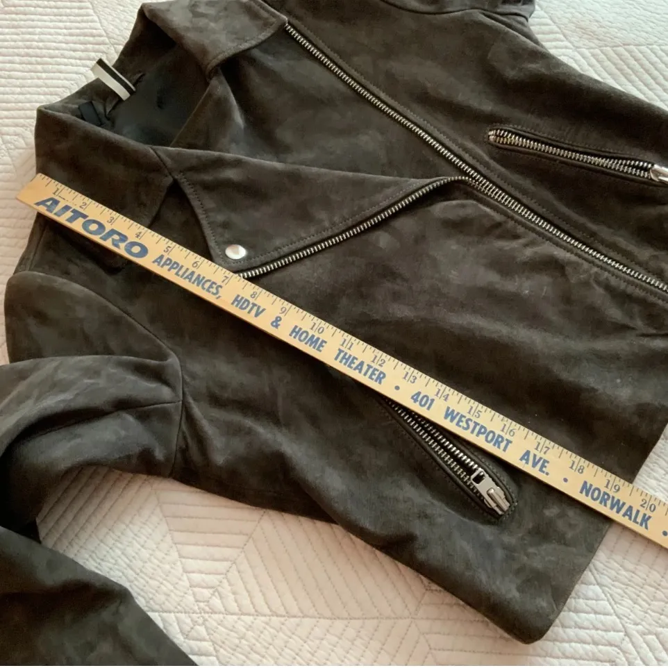 SALE! TOPSHOP GENUINE COFFEE BROWN SUEDE MOTO JACKET US6 - Image 15