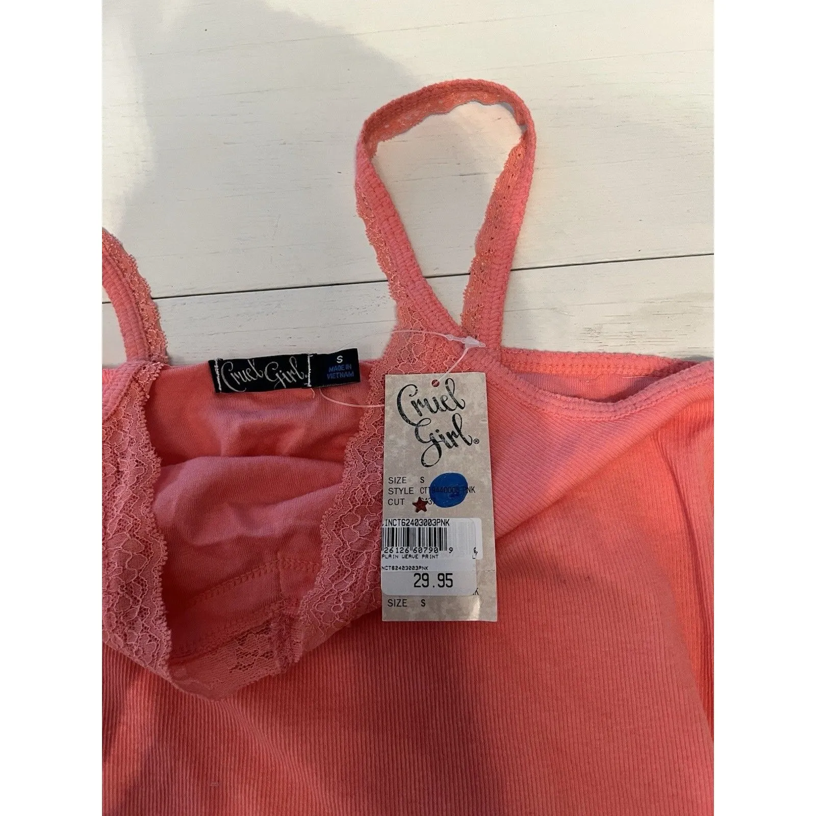Cruel Girl Woman’s Small Pink y2k Lace Trim Layering Tank Top Cami Nwt‎ - Image 3