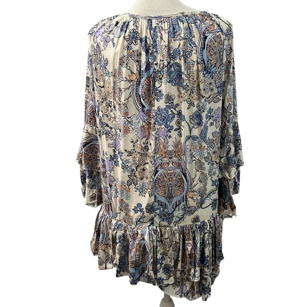 NWT Hayden LA Mixed Floral Bohemian Tiered Ruffle Bell Sleeves Oversized Dress S - Image 6
