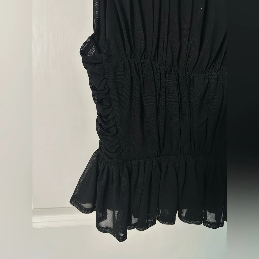 Express Black Ruffled Sleeveless Blouse Top XS - Image 6