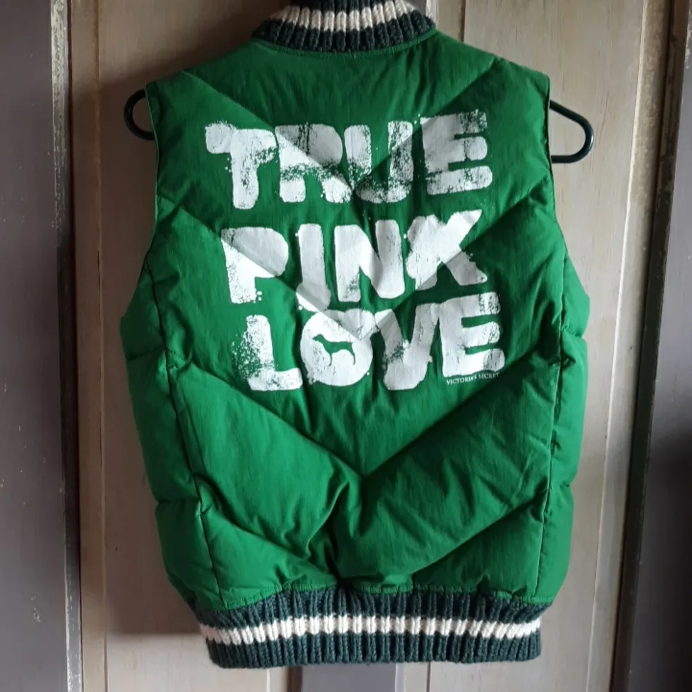 Vintage Green Pink Victoria's Secret Puffer Vest - Image 3