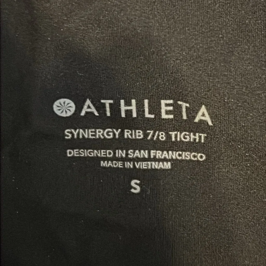 Athleta Synergy Rib 7/8 Tight Black High Rise Leggings - Small - Image 4