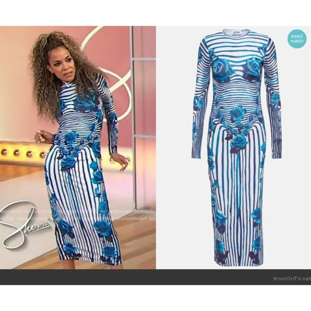 Jean Paul Gaultier Flower Body Morphing Long Skirt in White Navy Aqua XSmall New Size XS - Image 10