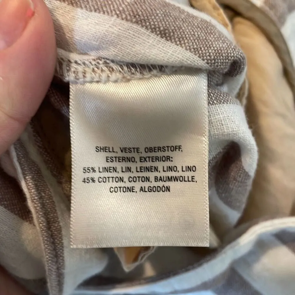 By Anthropologie linen blend striped tapered pant with buckle loop waist 12 - Image 9