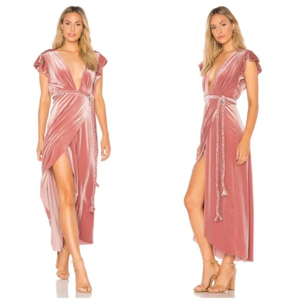 💕MISA LOS ANGELES💕 Carolina Velvet Dress ~ 100% Viscose Pink Small - Image 3