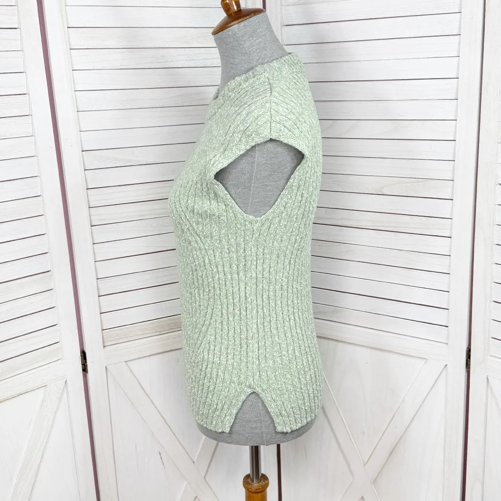 Loft Ribbed Marled Knit Crewneck Sleeveless Sweater Sage Green XS - Image 3