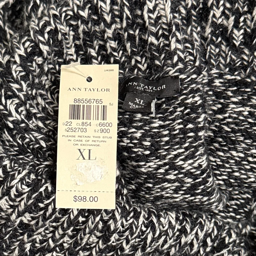 💖 NWT Ann Taylor Black & White Cowl Neck Chunky Knit Cozy Sweater Dress - Image 4
