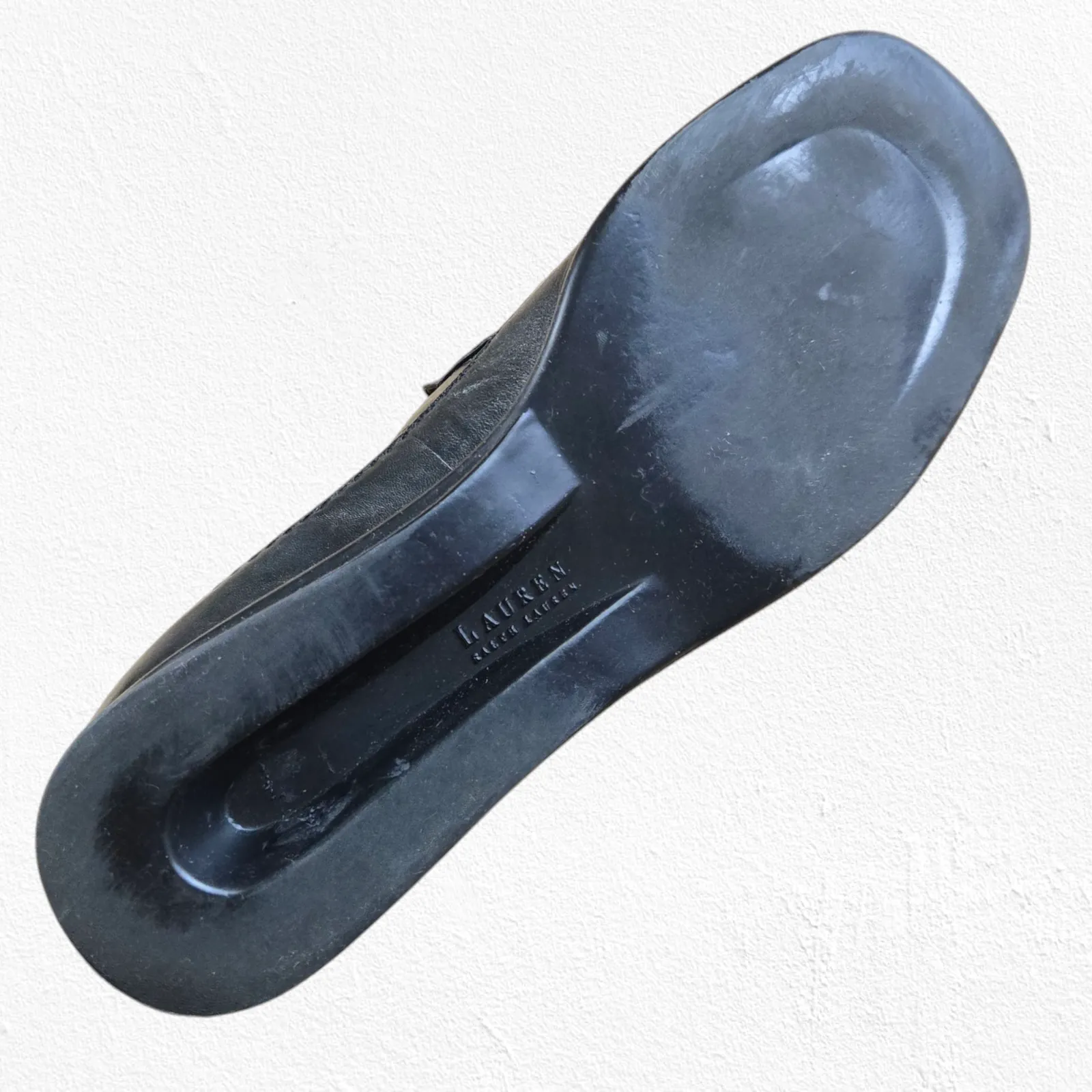 Y2K Lauren Ralph Lauren Black Square Toe Slip On Chelsey Loafers Size 9.5 - Image 7