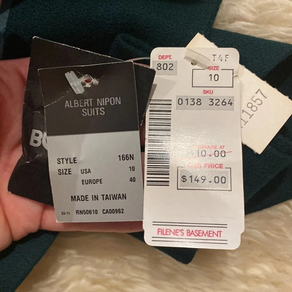 Albert Nippon Green Blazer Jacket Vintage Wool w/ Silver Lion Buttons NWT Sz 10 - Image 9