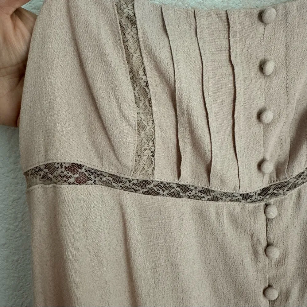 light ballet pink babydoll tank top cami lace button down size M - Image 7