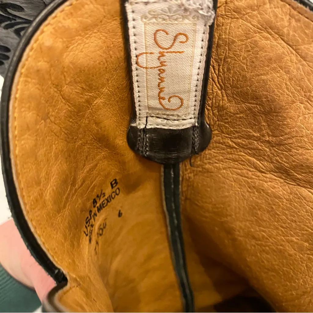 Shyanne Tall Black Gray Leather cowgirl cowboy western boots size 8.5 - Image 6