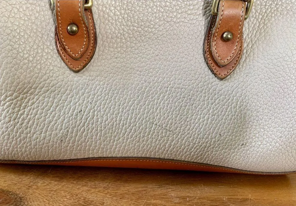 Vintage Dooney & Bourke Leather Brown & White Satchel - Image 9