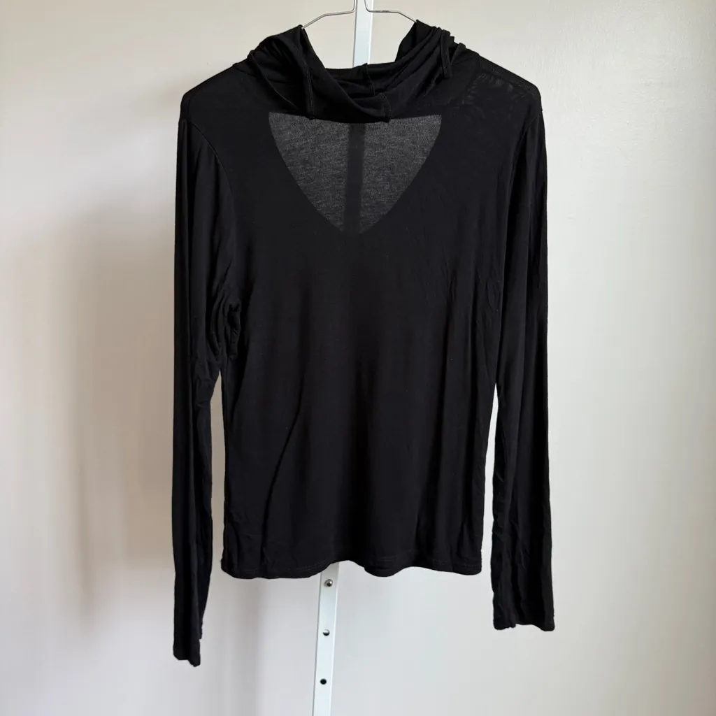 gaze sz M Black Lightweight Knit‎ Long Sleeve Top Cowl Neck facemask Size M - Image 8