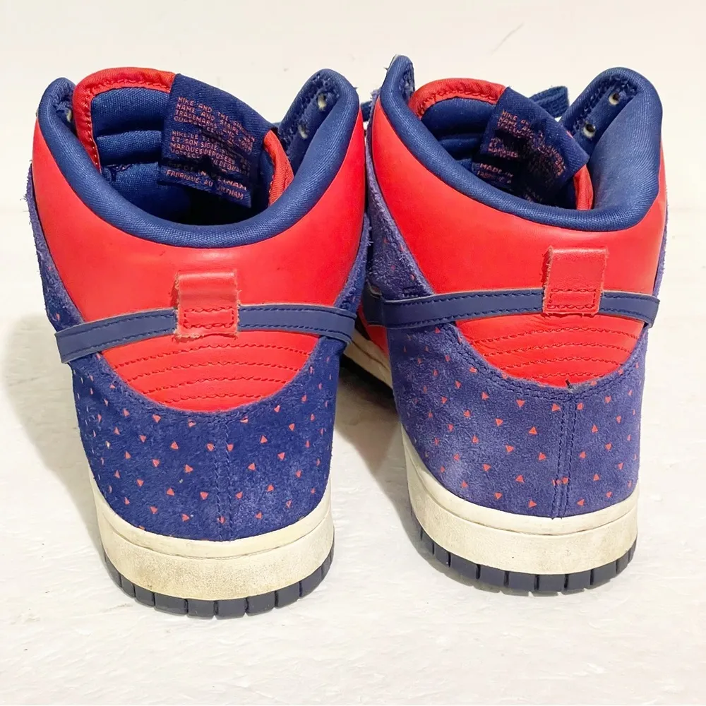 Nike Size 9 Dunk Hi Skinny Print Hyper Red Royal Blue Sail 543242-600 Sneaker - Image 4
