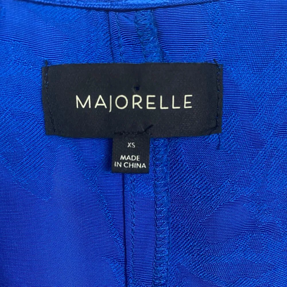 Majorelle Revolve Blue Satin Floral Bedford Wrap Mini Dress Sz.XS - Image 7