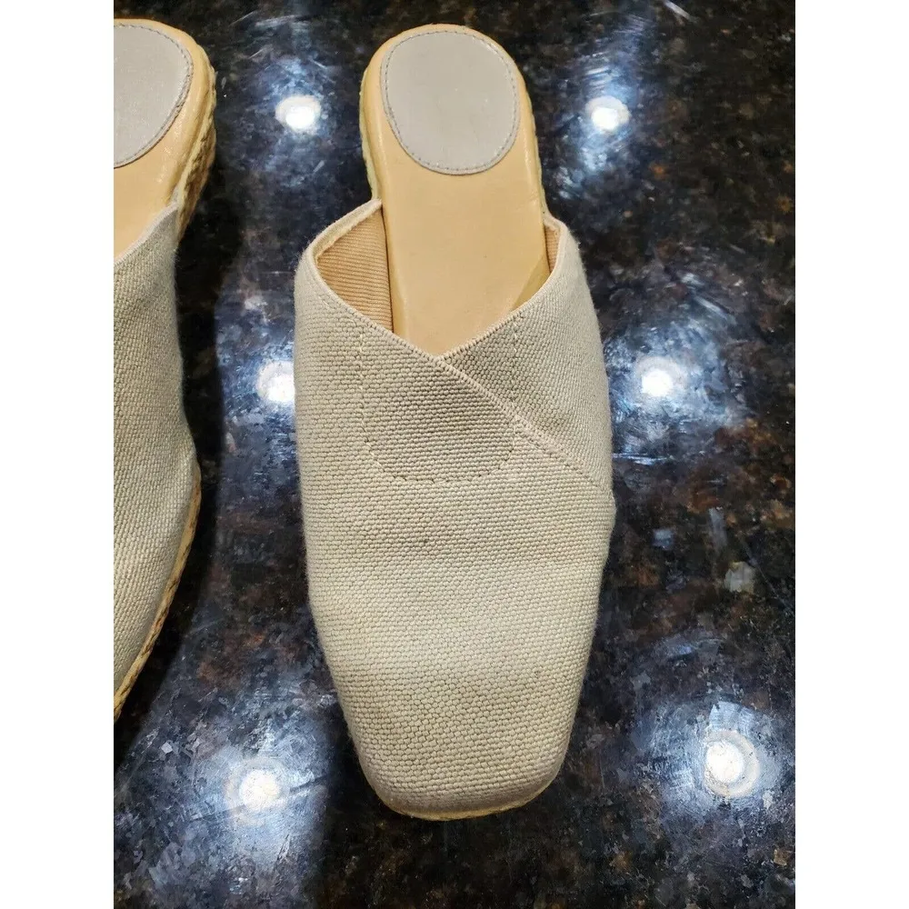 LifeStride Women s Beige Linen Low Heel Slip On Clogs Slipper Size 6 - Image 4