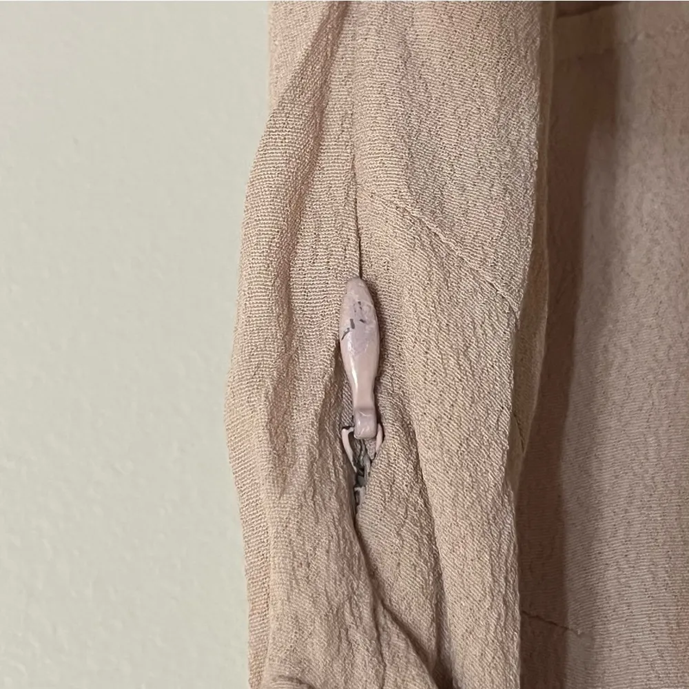 Women’s Maeve Anthropologie Pink Dress Gathered Waist Button Front Size‎ 4 - Image 5