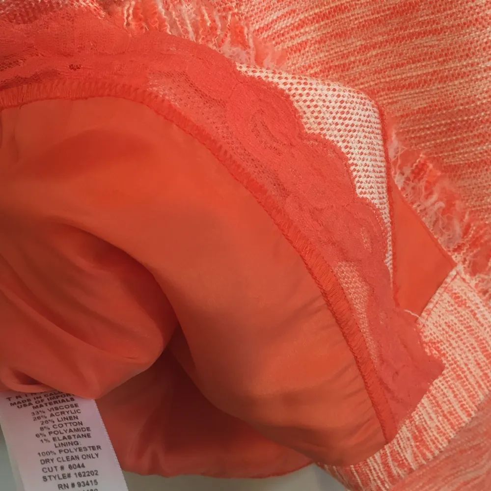 Trina Turk women's size 10 lace & fringe trim linen blend tweed pencil skirt - Image 5