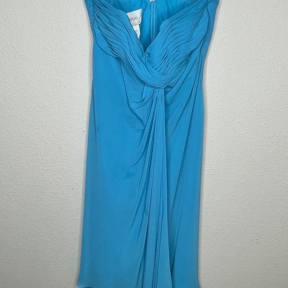 David's Bridal Formal Strapless Dress Blue - Image 7