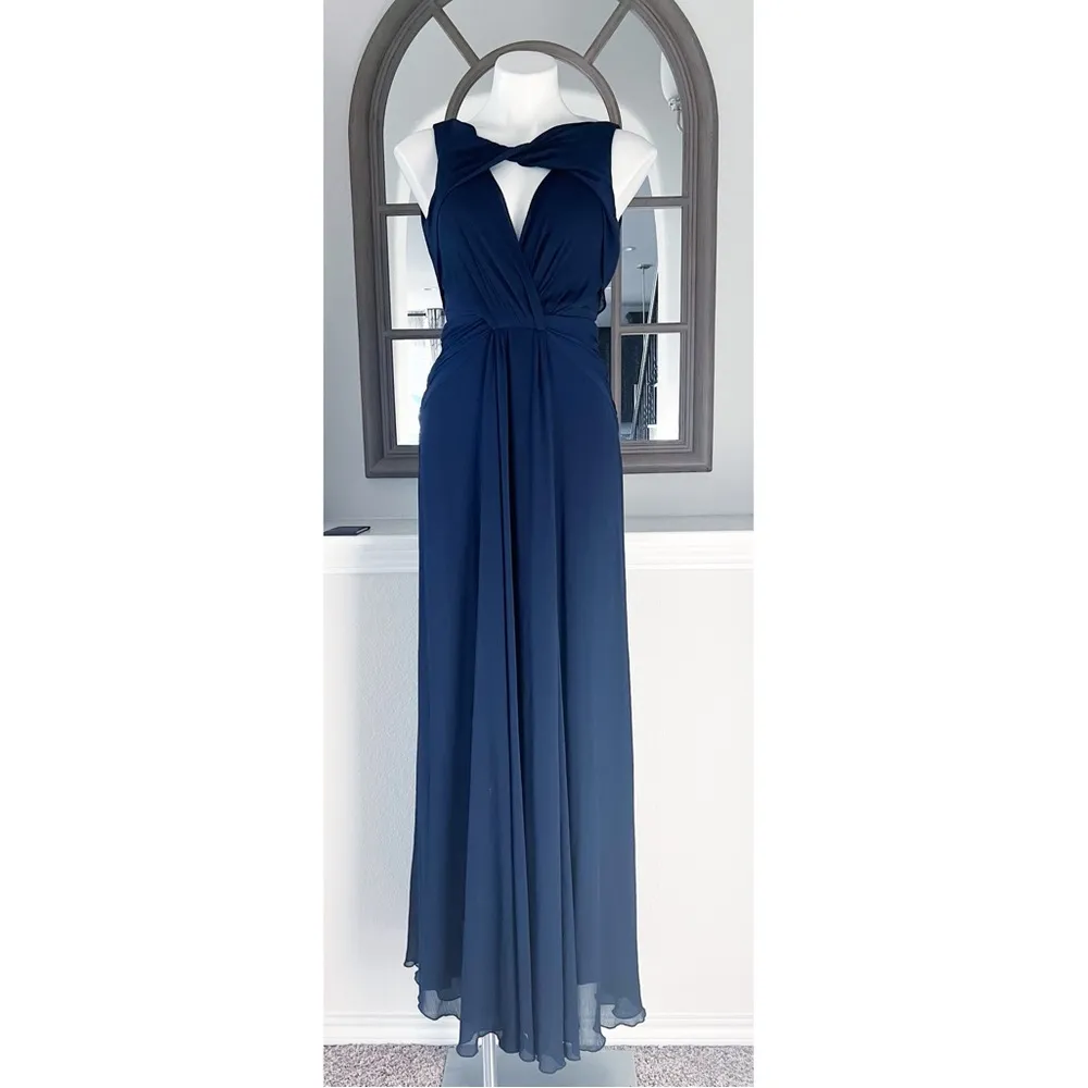 Badgley Mischka Navy Petunia Gown, Maxi Size 2 EXCELLENT Condition! Retail $795 - Image 5