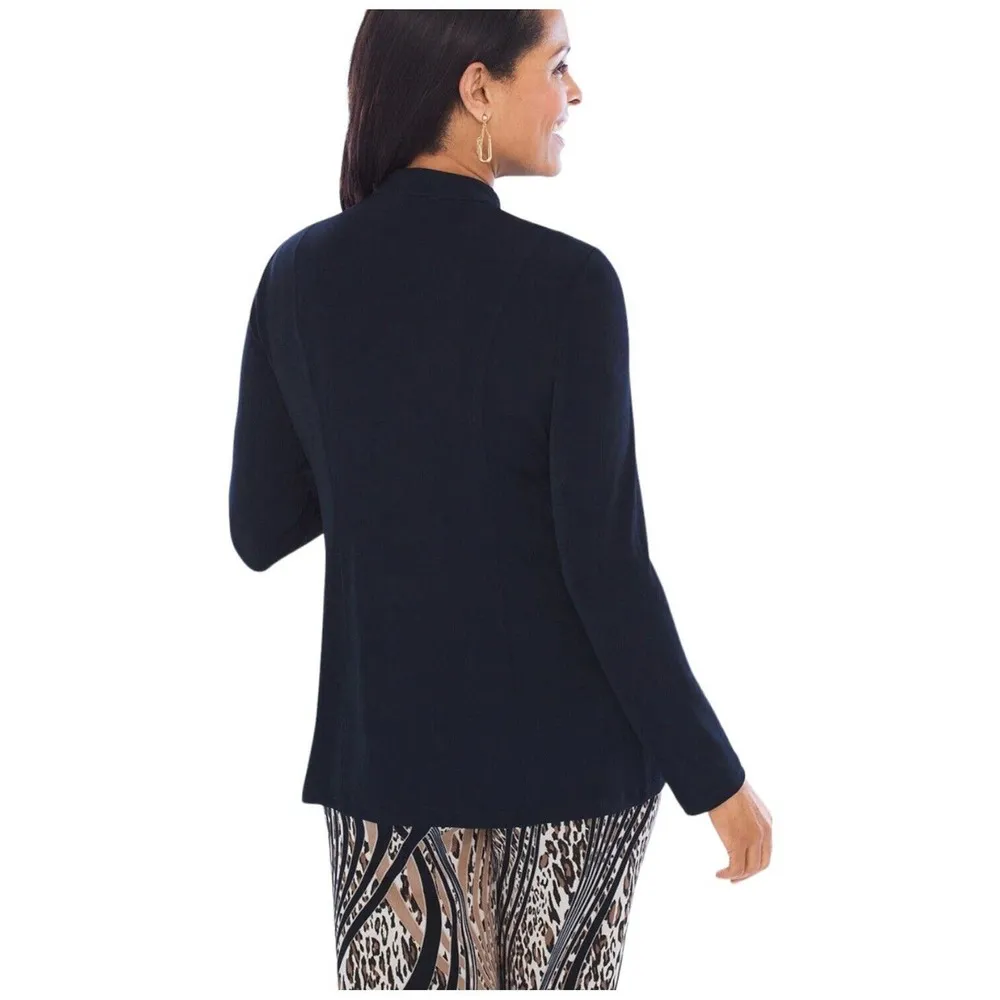 Chicos Travelers Collection Classic Petite Military Jacket Slinky Blue 1 - Image 12