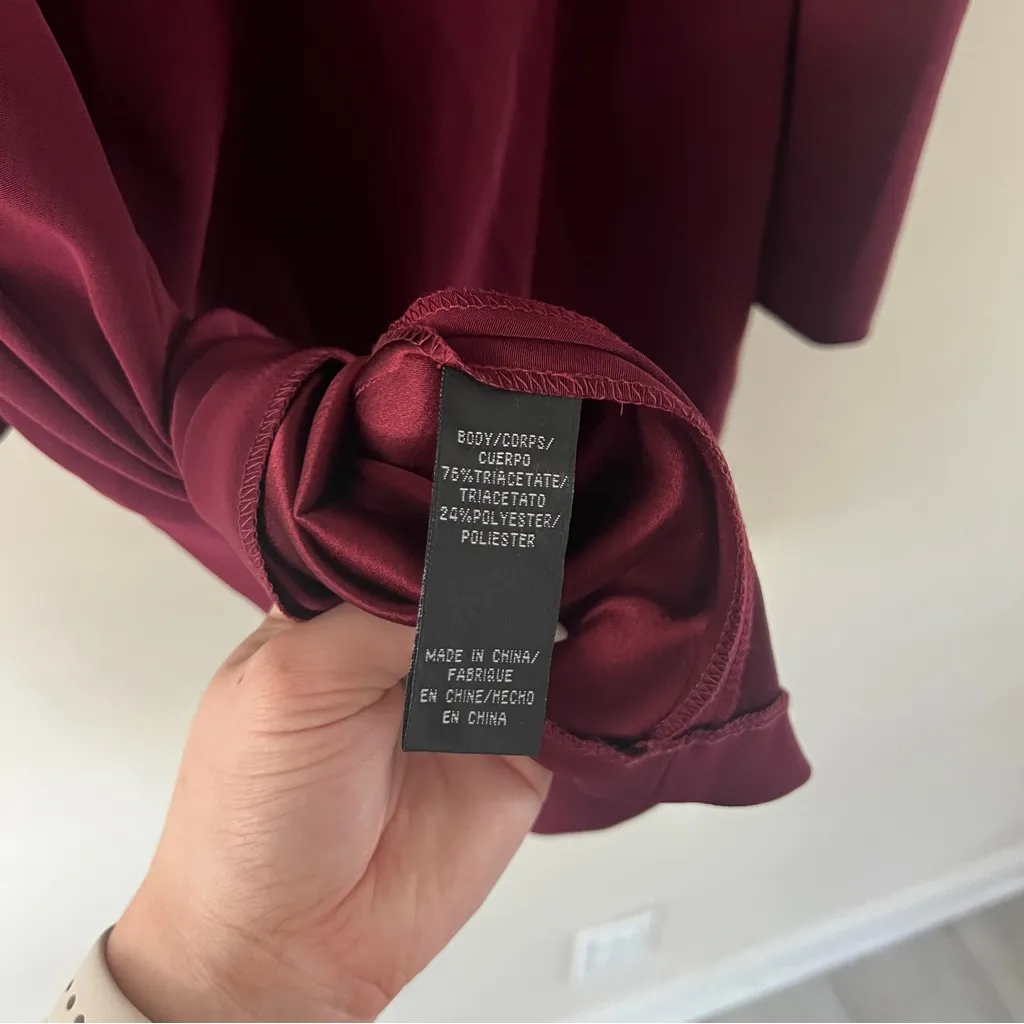 Jill Stuart Burgundy Deep V Neck Long Sleeve Shift Dress Size 6 - Image 3