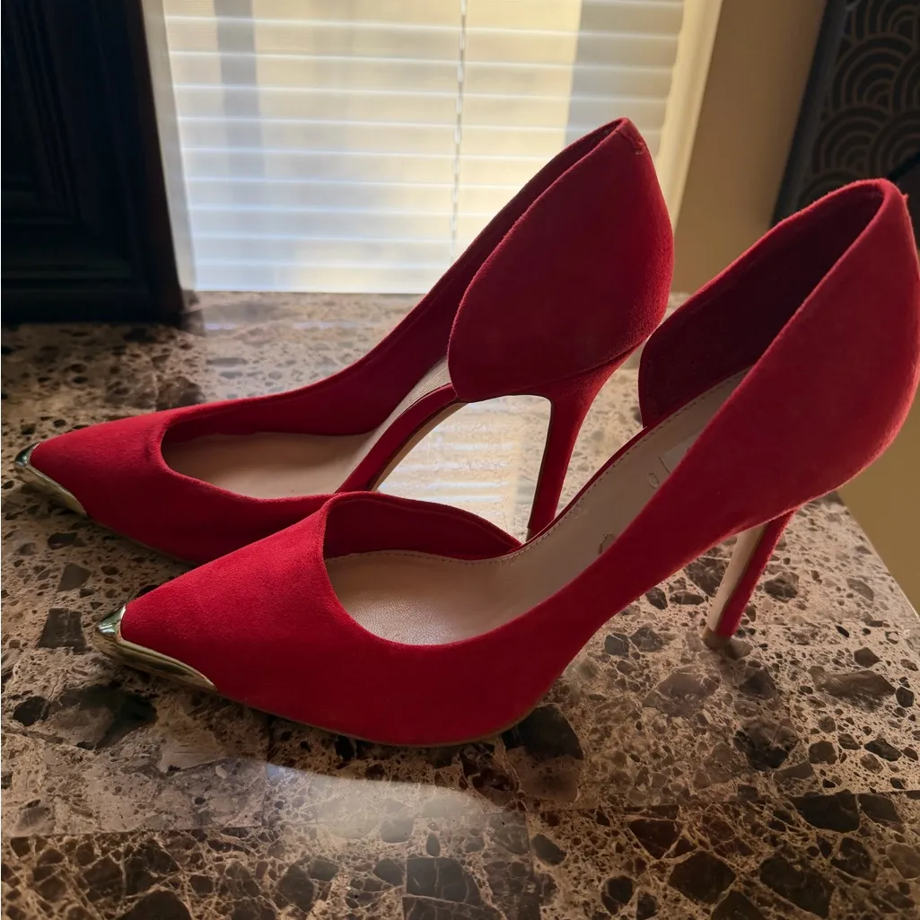 Guess Red Soft Heels with Gold Pointed Accents! - Image 2