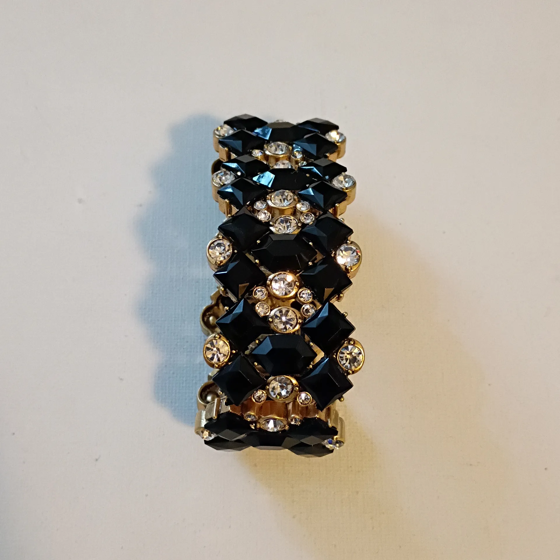 J. Crew Black and Crystal Elastic Bracelet - Image 4