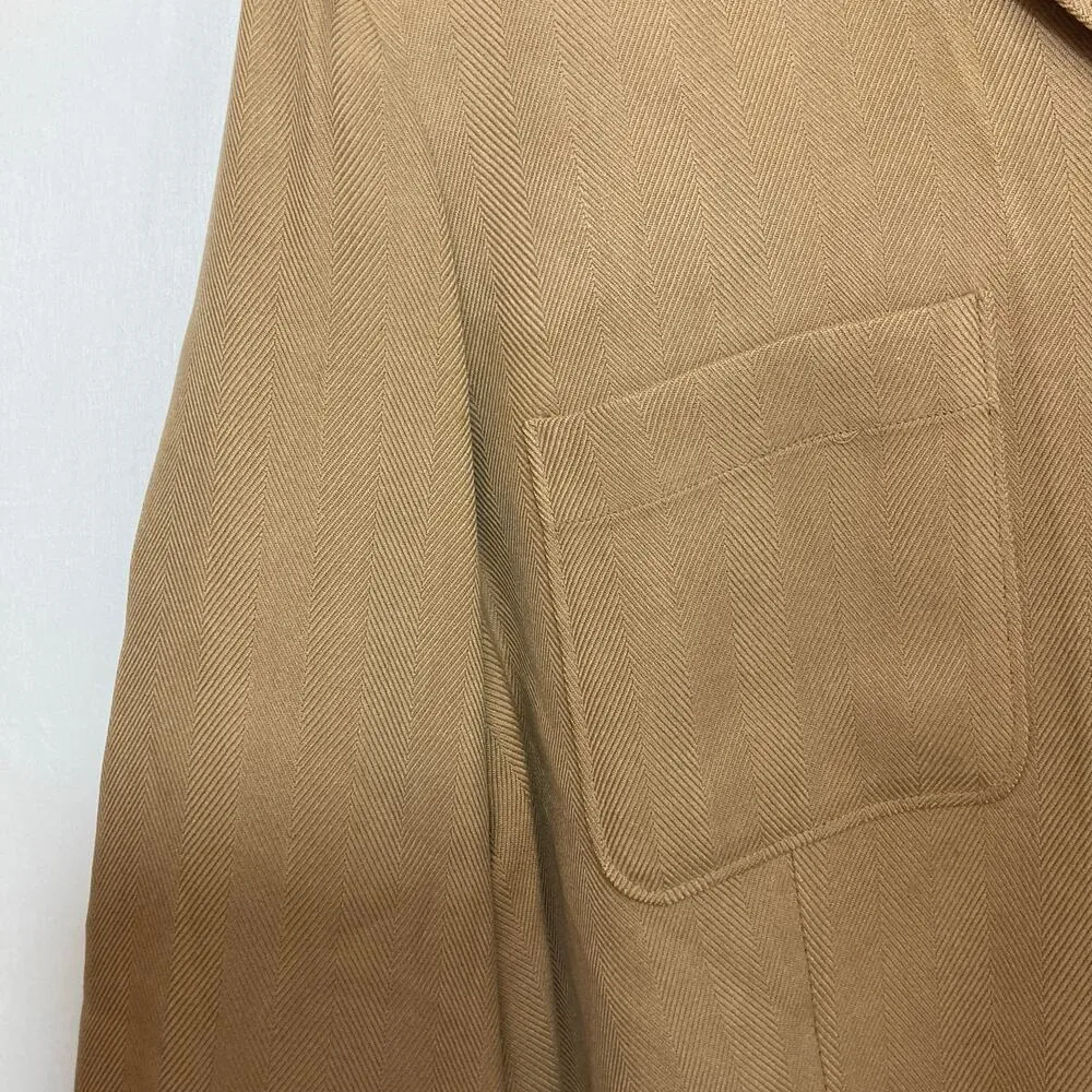 Vintage Anna and Frank 100% Silk Herringbone Cuff Sleeve Button Shirt Blouse Top Brown Size M - Image 4