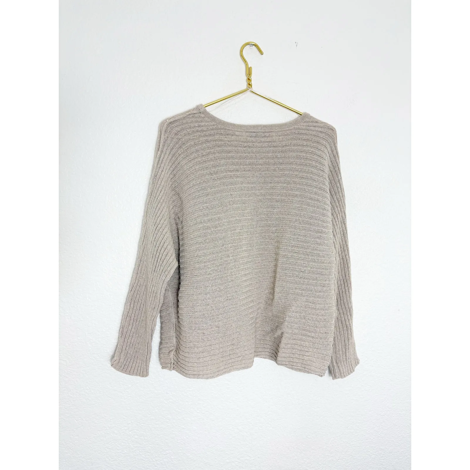Free People Beach Imogene Sweater Size XS Tan Ribbed Oversized Open Knit - Image 12