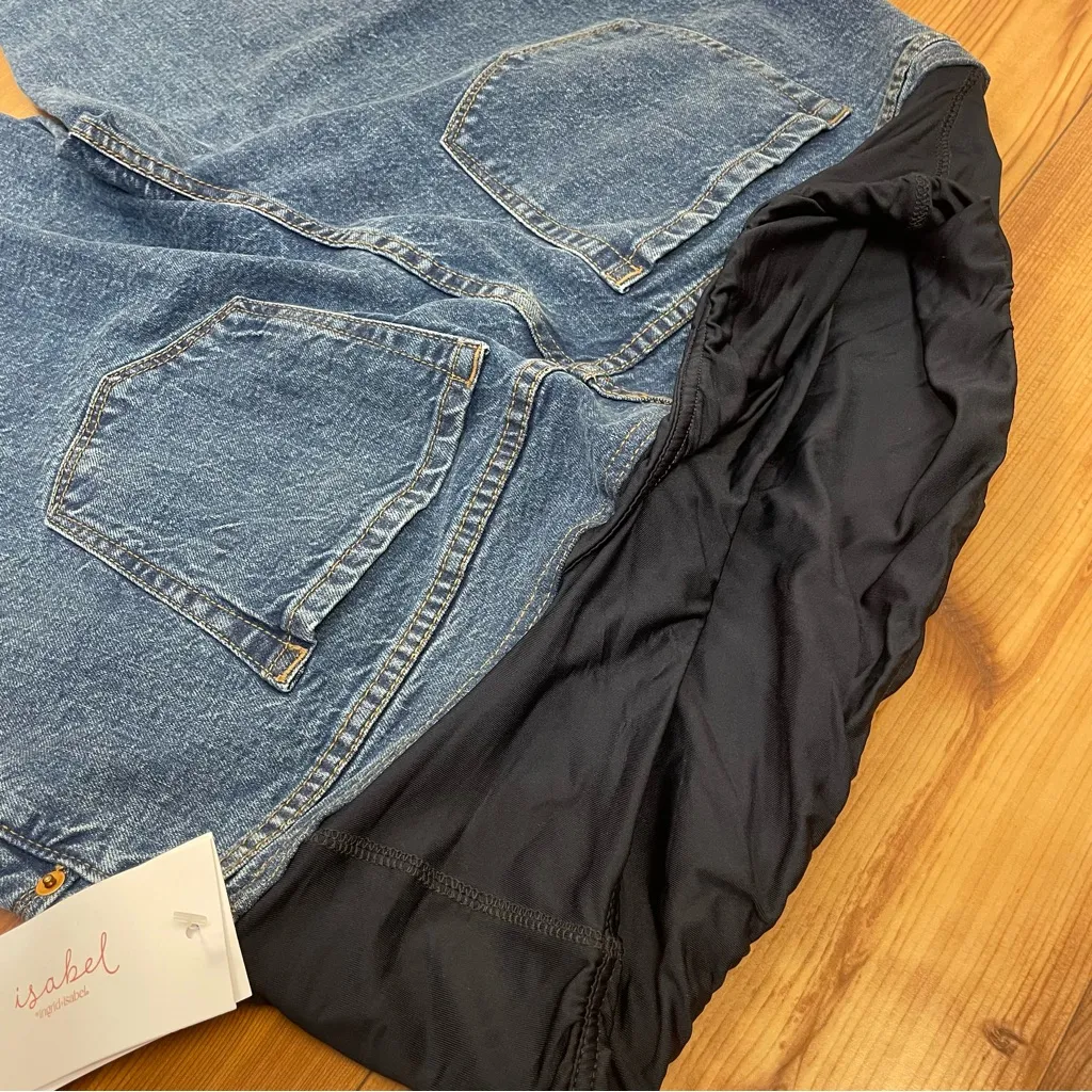 Isabel 90s Straight Maternity Denim Jeans Over The Belly Crossover Panel New 16 Blue Size undefined - Image 6