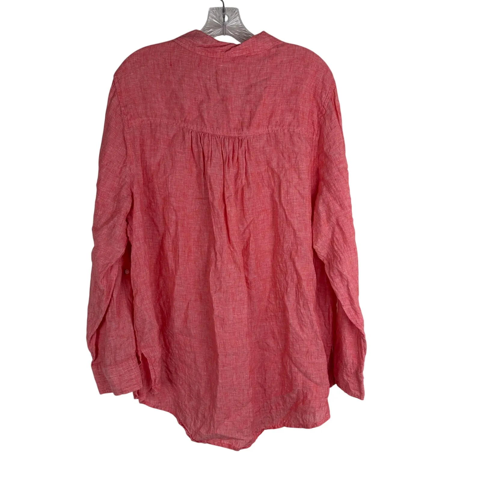 Sigrid Olsen Linen Henley Shirt Tunic Size 2X Pink Button Up Resortwear Coastal - Image 2