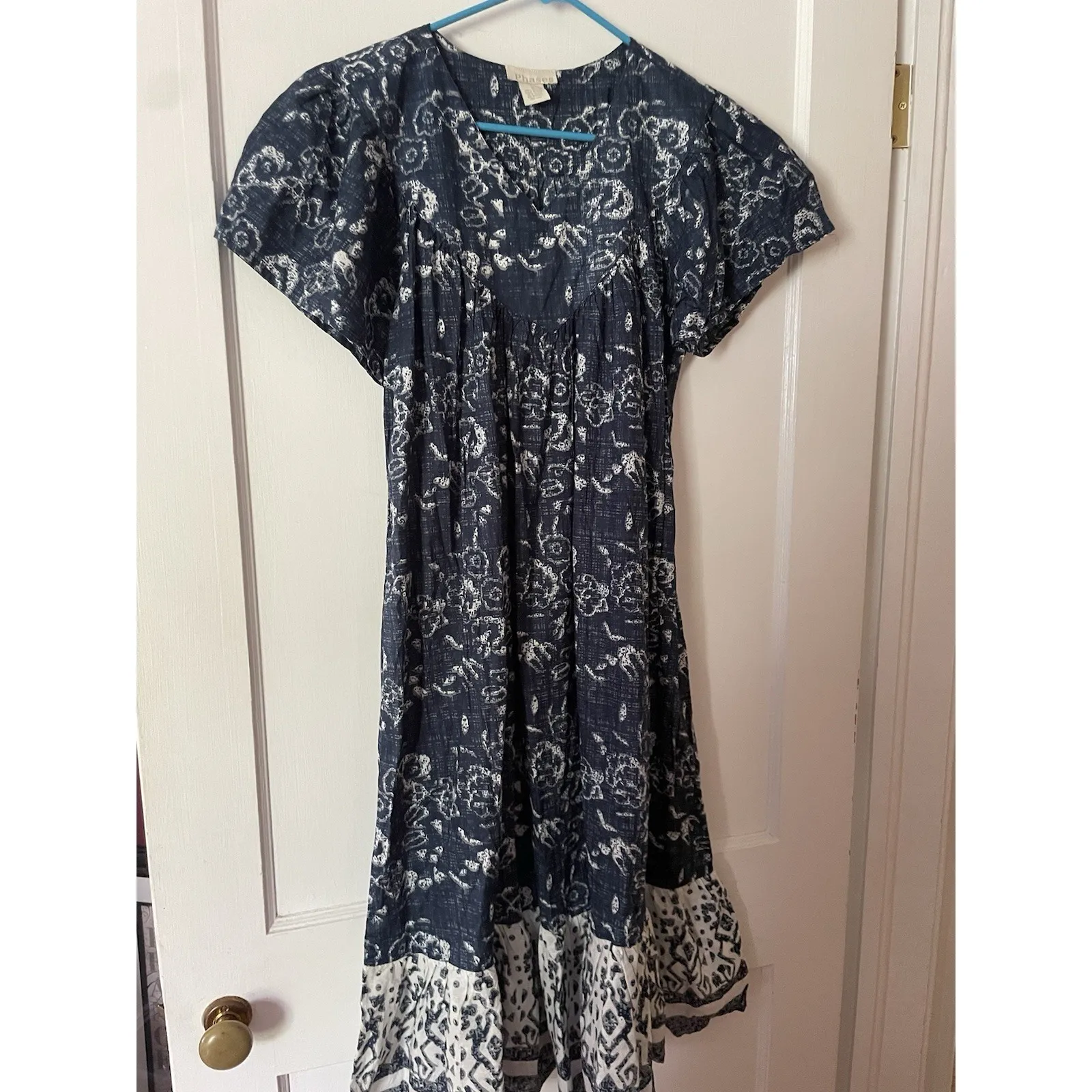 Vintage Phases House Dress Shortsleeved Summer Shortsleeved Dress Small Cottage Blue - Image 3