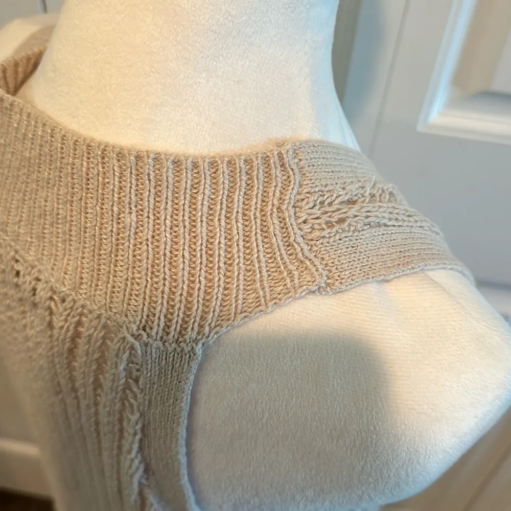 Old Navy Large Oatmeal Boho Linen Blend Knit Open Front Vest/Cover Up - Image 7