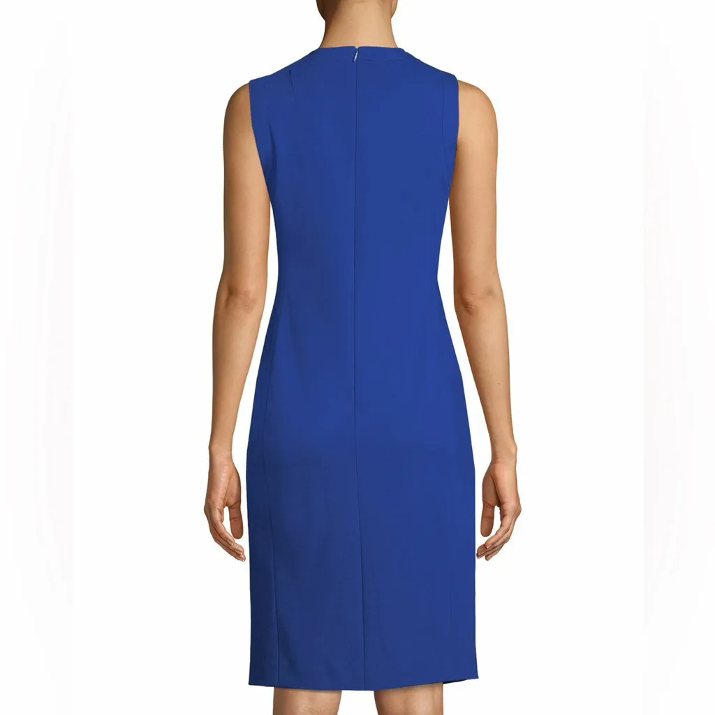 AKRIS Punto Cobalt Blue Cutout Shoulder Knit Sheath Dress US 8 - Image 2