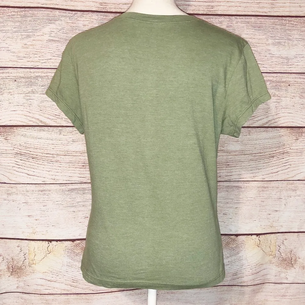 L.O.L Olive Green Asian Print Short Sleeve Shirt Size L Size L - Image 4