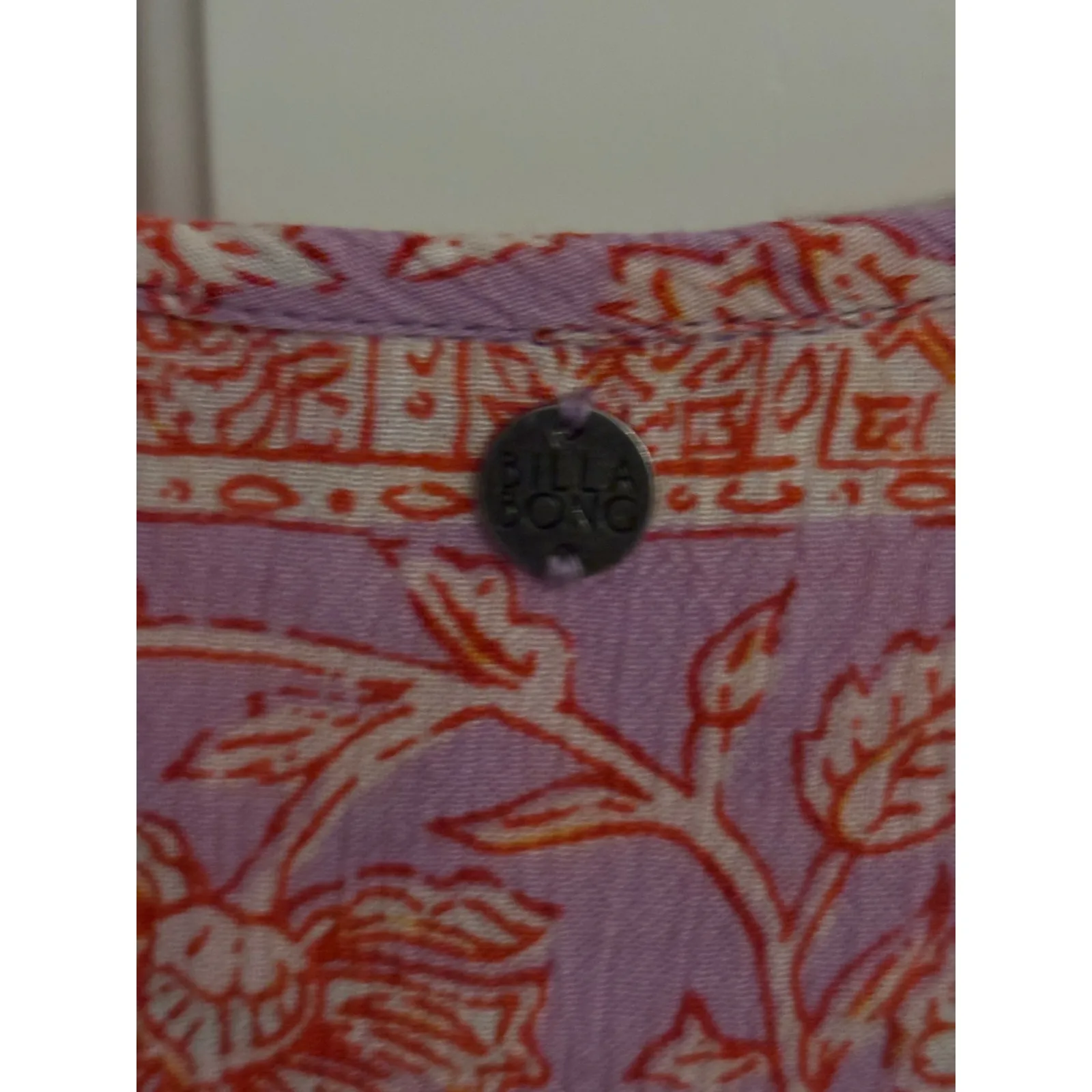 Billabong Womens Long Sleeve Crop Top Purple Floral Print V Neck Boho M - Image 5