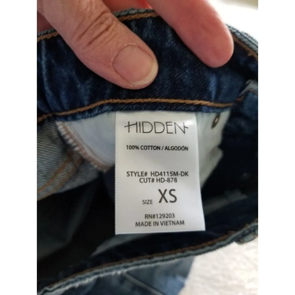 Hidden SOFIE Mom Shorts Distressed Dark Wash Button Fly Womens Size XS/27 Waist - Image 9