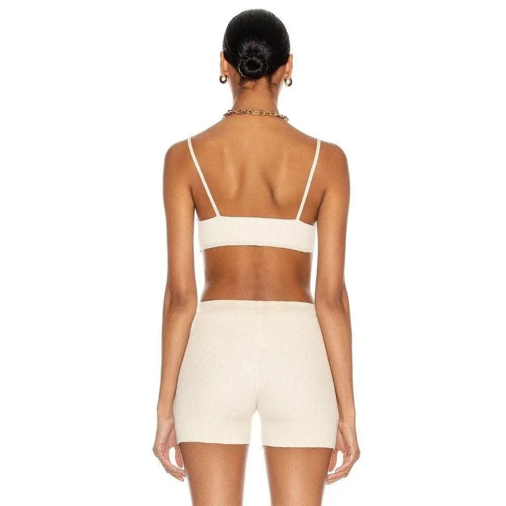 JACQUEMUS Le Bandeau Valensole in Beige Large New Womens Cropped Cami Tank Top - Image 2
