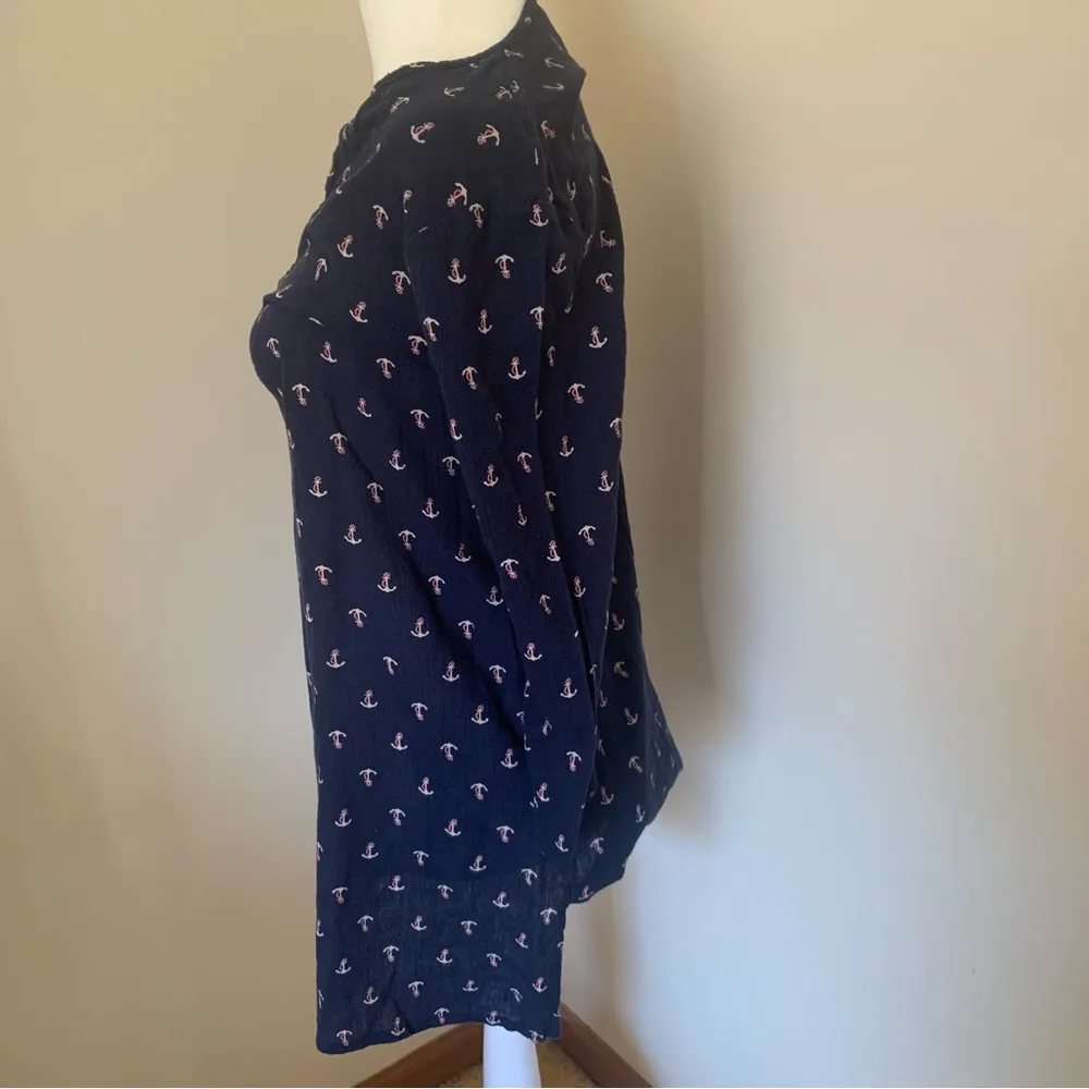 J. Crew Mini Dress Tunic or Coverup! Anchor Print Nautical Size Small - Image 3