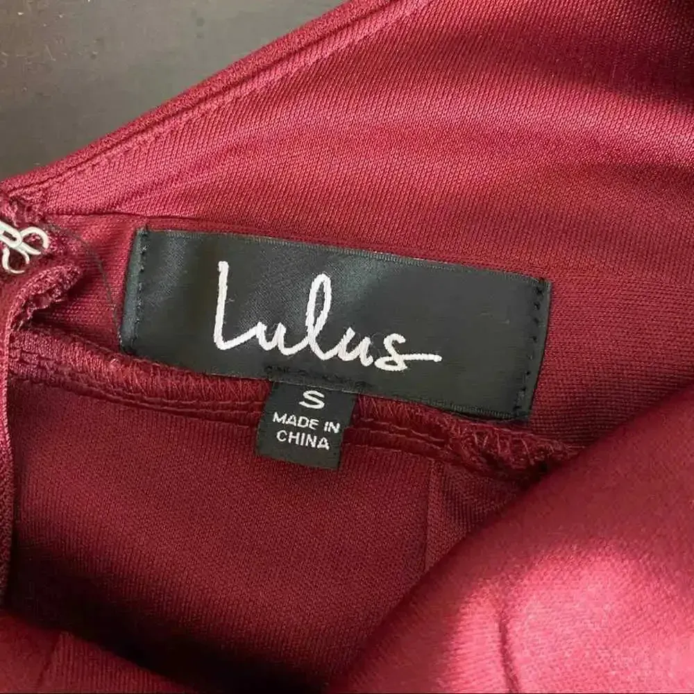 Lulu's Crazy About You Burgundy Lace Backless‎ Maxi Dress Gown Formal Size Small - Image 9