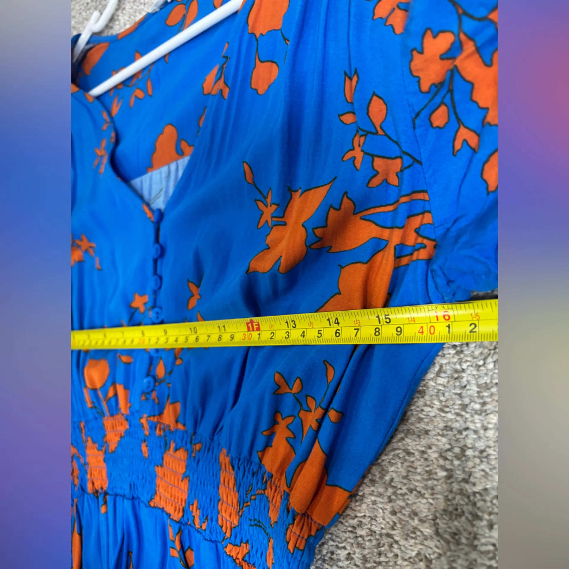 Abel the Label Anthropologie Blue & Orange Maxi Dress Hi Low Sundress Sun Dress - Image 2