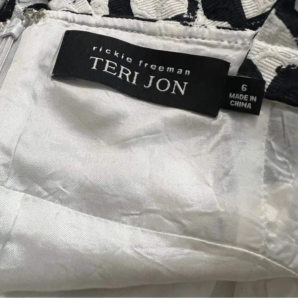 Teri Jon Rickie Freeman Black & White Abstract Print Fit & Flare Dress 6 - Image 7
