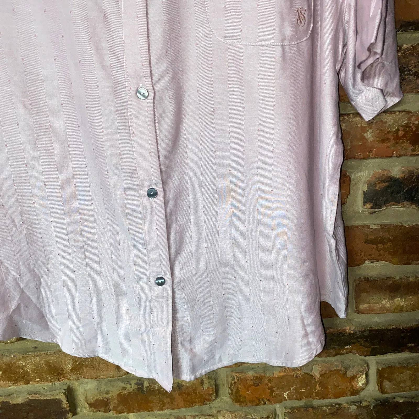 Victoria's Secret Nostalgia Rose Herringbone Pink Pajama Top Women's Size Small - Image 4