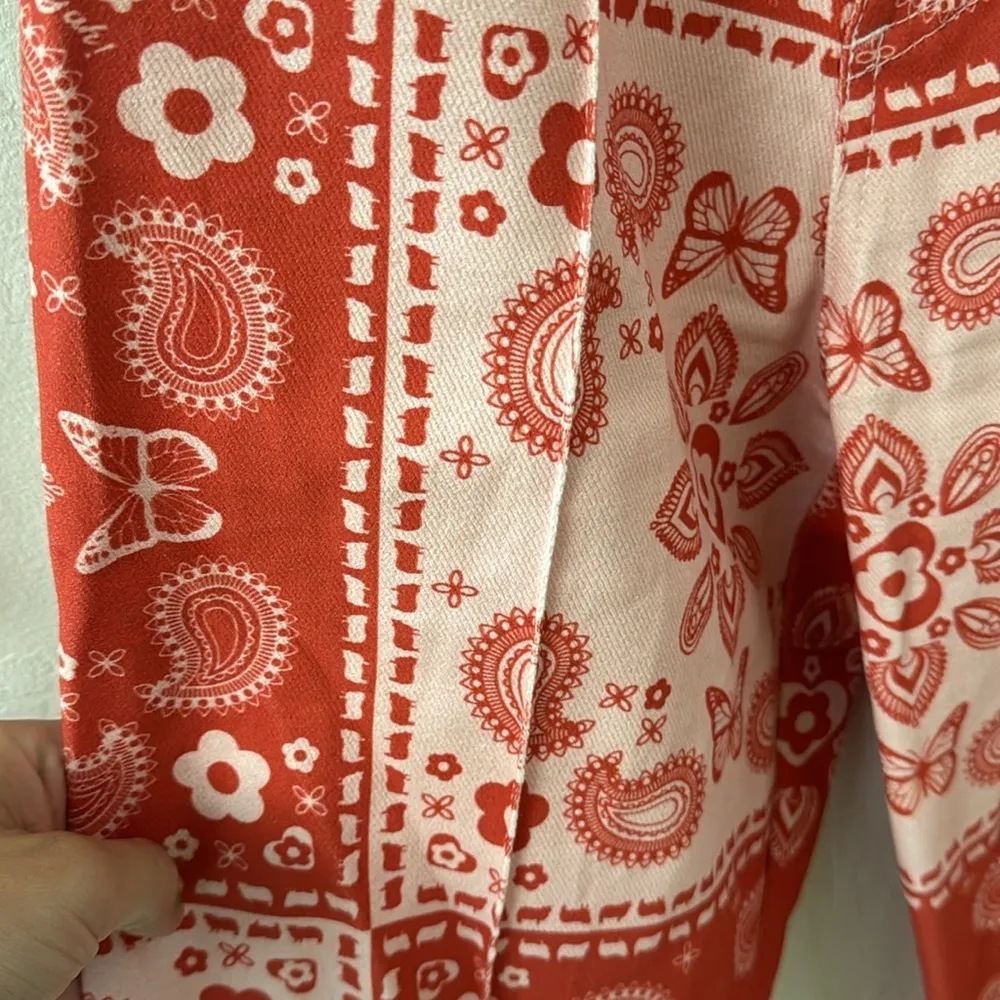 Lisa Says Gah Robyn Paisley Floral Butterfly Pink Wide Leg High Rise Jean 25 - Image 5