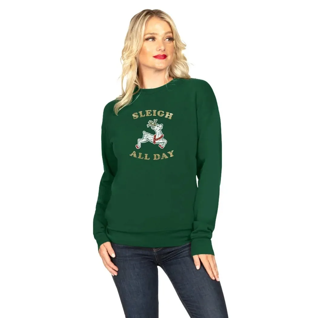 Tipsy Elves “Sleigh All Day” Green Reindeer Sweatshirt Size 3XL NWOT - Image 8