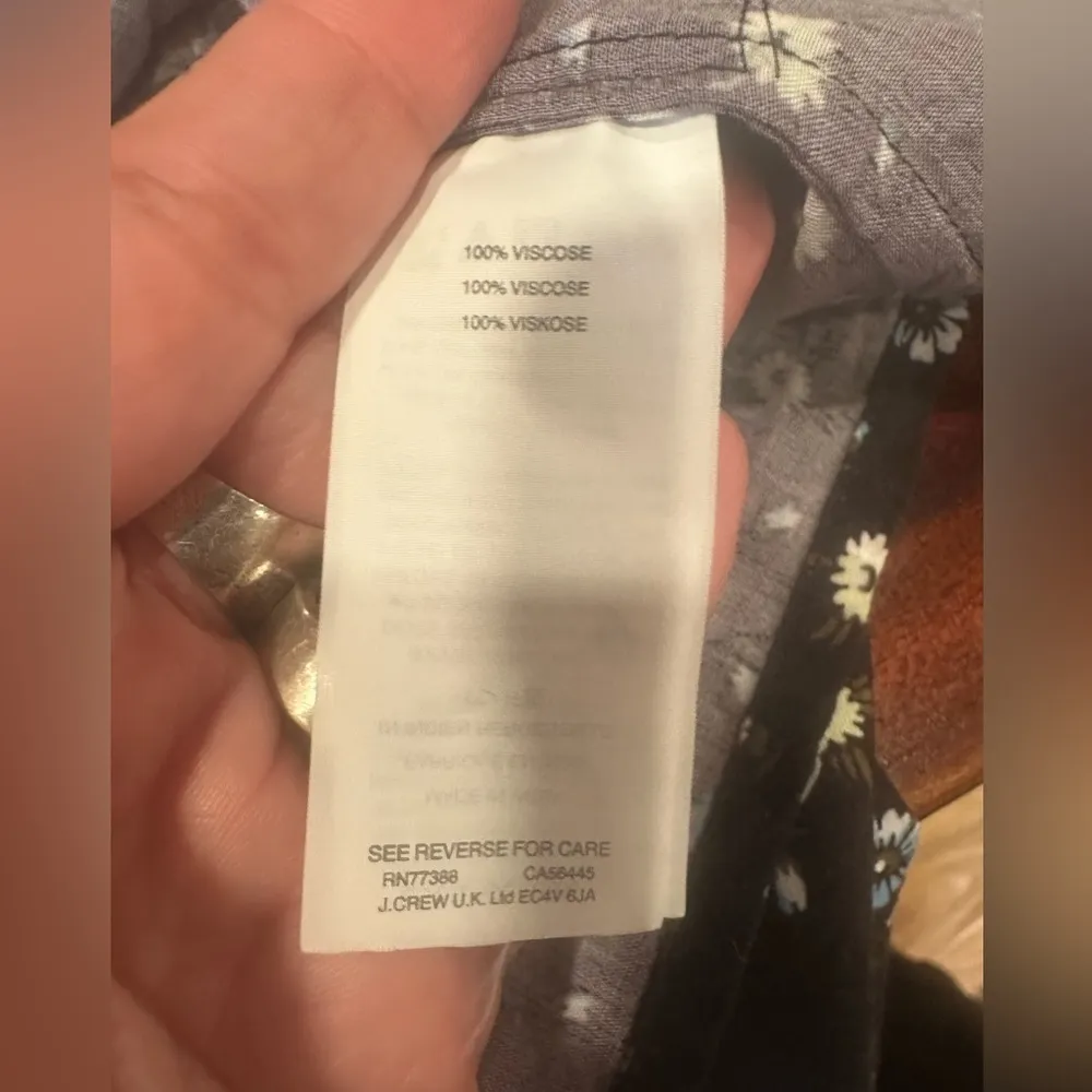 EUC J.CREW Mercantile Floral Wrap Dress Midi Daisy Black Blue SzXXS - Image 7