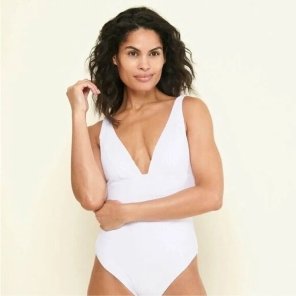 NWT Andie The Sardinia One Piece Swimsuit XXL White Vneck Ribbed UPF 50 - Image 10